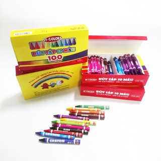Bút sáp màu 10 màu hộp 100 cây Vi-Colors