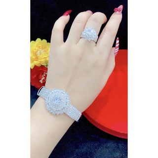 Vòng tay nữ đính xoàn mạ bạch kim siêu xinh