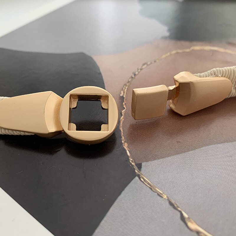 Thắt Lưng Da PU Co Giãn Phối Khóa Vàng Thời Trang Cho Nữ