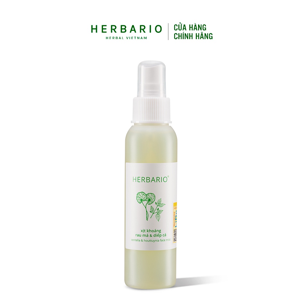 Xịt khoáng rau má & diếp cá herbario 100ml thuần chay cho da mụn