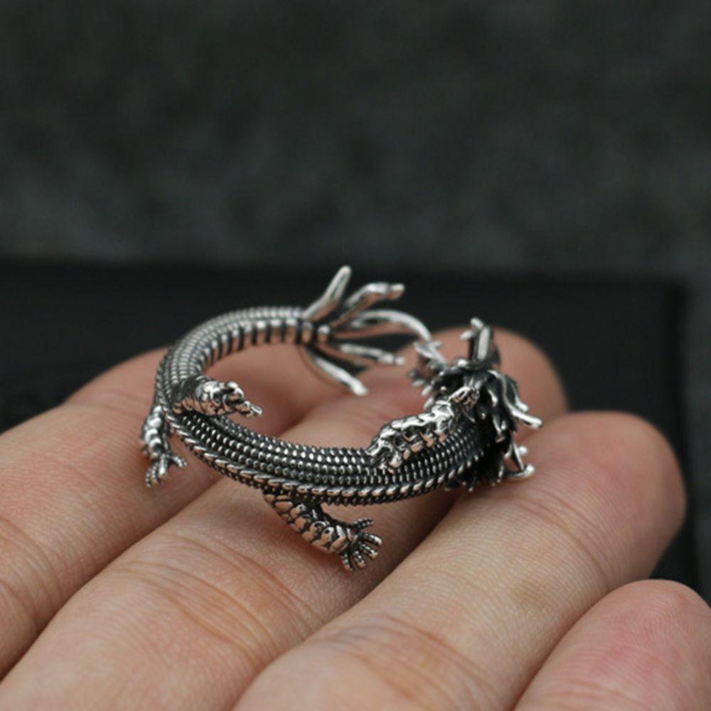 Nhẫn Hình Đầu Rồng Bằng Hợp Kim Có Thể Điều Chỉnh Phong Cách Gothic Đường Phố Thích Hợp Làm Quà Valentine
