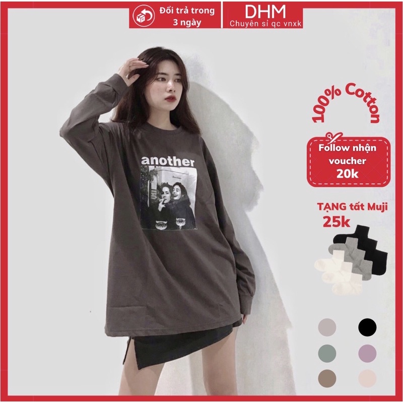 Áo thun dài tay another 3158 mặc nhóm cho nam nữ tay dài từ 40-70kg unisex.