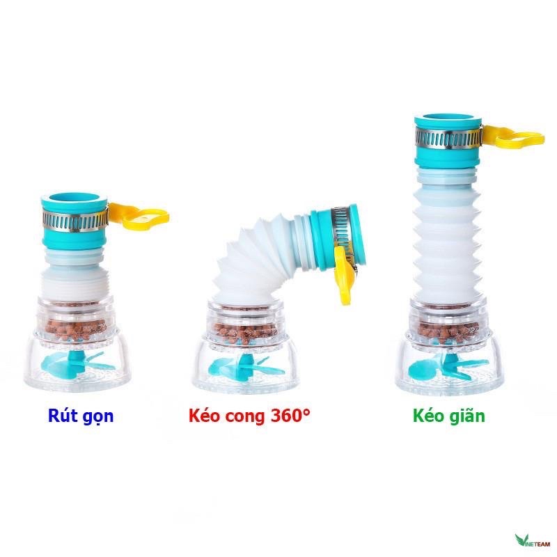 Đầu vòi nước tăng áp 360 độ - Vòi tăng áp lực nước rửa chén bát có khóa cổ dê, cánh quạt