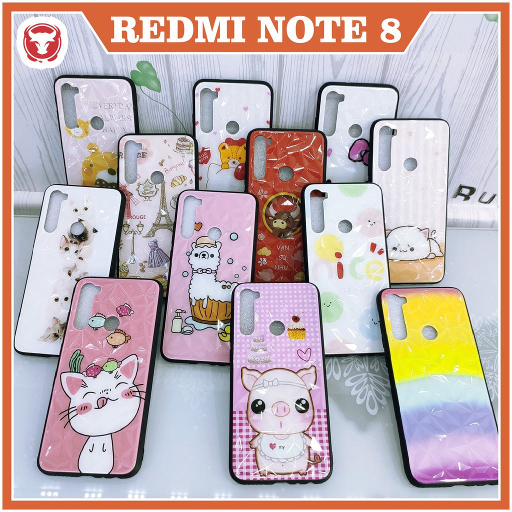 Ốp Lưng Xiaomi Redmi Note 8 Vân Đá Kim Cương 3D in hình Doraemon