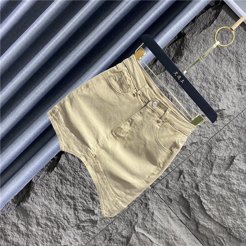 Jiashucheng Chân Váy Denim Chữ a Vạt Lệch Phong Cách Mới