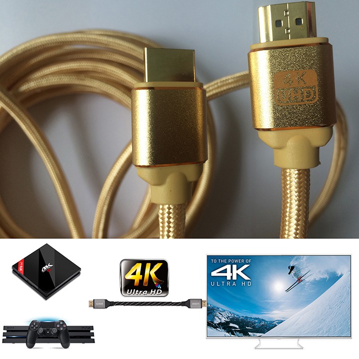 Cáp HDMI 2.0 bọc lưới chống nhiễu chuẩn 4K 60Hz Gold