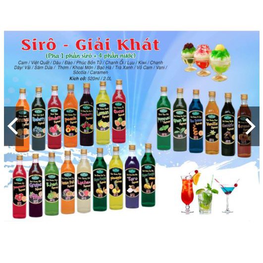 Siro Golden Farm các vị 520ml