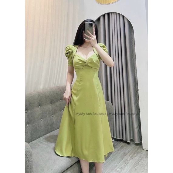 Đầm BIGSIZE thiết kế nhún ngực tay phồng 50-90kg