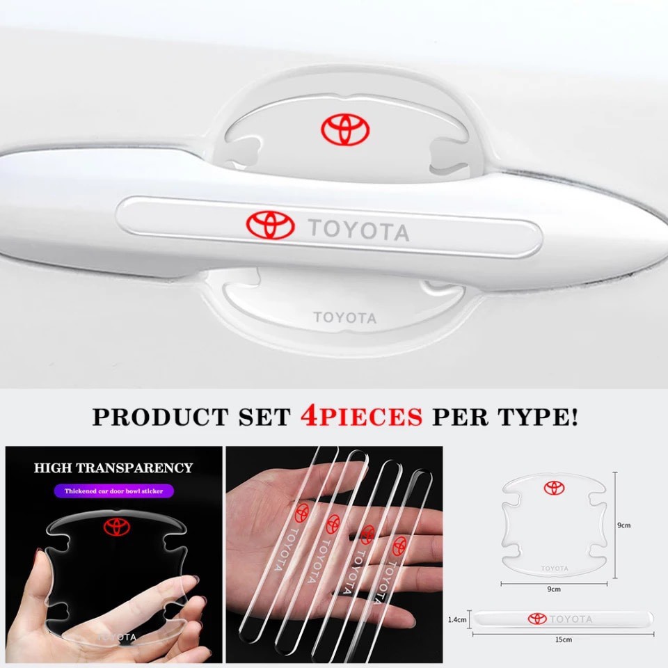 [TOYOTA] Bộ 10 miếng dán chống xước hõm cửa xe toyota silicon cao cấp , miếng dán cửa xe, ốp lõm tay nắm in logo