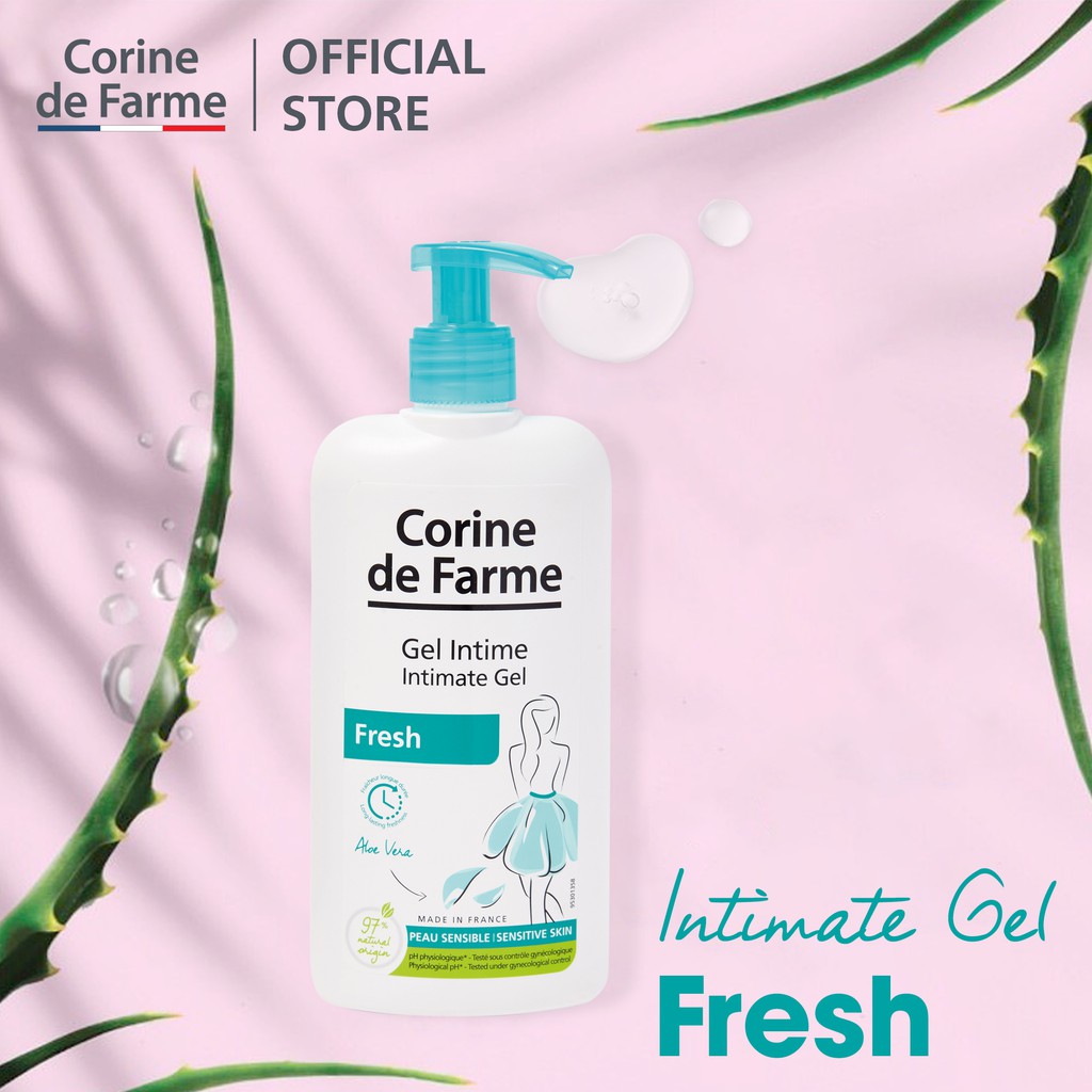 Corine de Farme Intimate Gel Fresh - Dung dịch vệ sinh phụ nữ làm sạch và khử mùi vùng kín 250ml