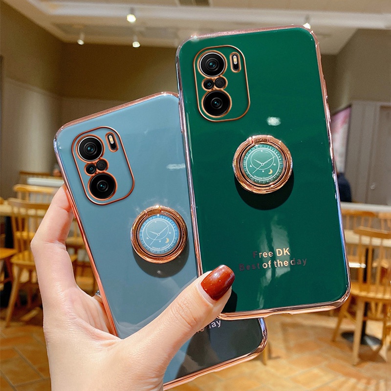 Ốp điện thoại silicon dẻo mạ màu kèm giá đỡ cho Redmi 9A Note 10 5G 10S 9S 9 8 Pro 4G 9T 9A 8T 11 11S Mi 11T 11 Lite