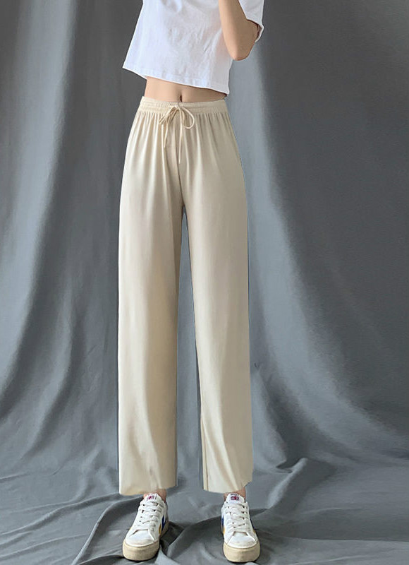Quần Lụa Ống Rộng Lưng Cao Thời Trang Cho Nữ