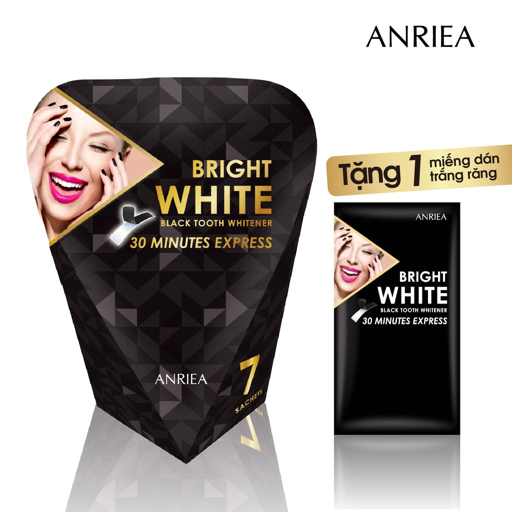 [LIỆU TRÌNH 7 NGÀY TẶNG 1 MIẾNG DÁN] - Miếng Dán Trắng Răng Anriea Black Tooth Whitening - 30 Minutes Express- A02.03