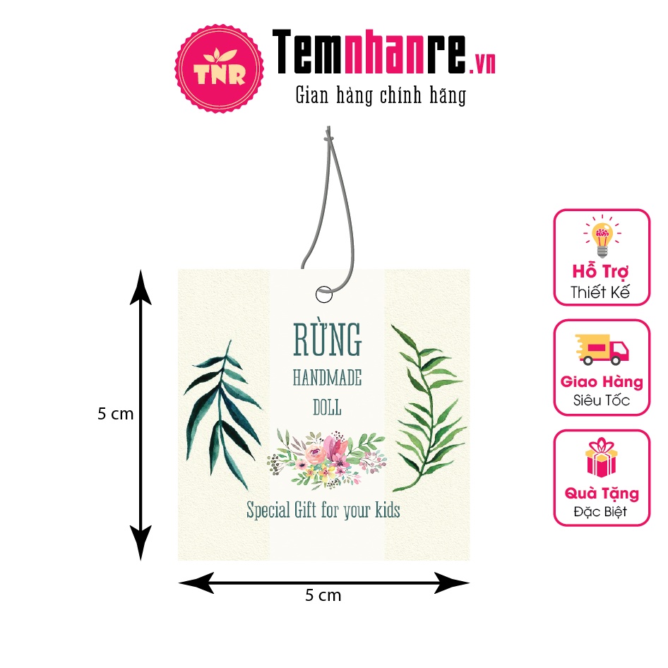 Combo 500 Tag giấy treo Temnhanre.vn kích thước 4x4 cm, 5x5 cm thiết kế miễn phí theo yêu cầu