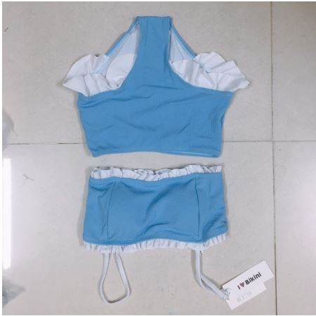 [CÓ HÌNH THẬT] Bikini, đồ bơi 2 mảnh áo ống xanh bèo trắng dễ thương kiểu Hàn Quốc