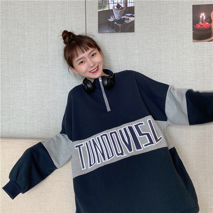 Áo Hoodie Dáng Rộng Phối Khóa Kéo Phong Cách Hàn Quốc Thời Trang Cá Tính | BigBuy360 - bigbuy360.vn