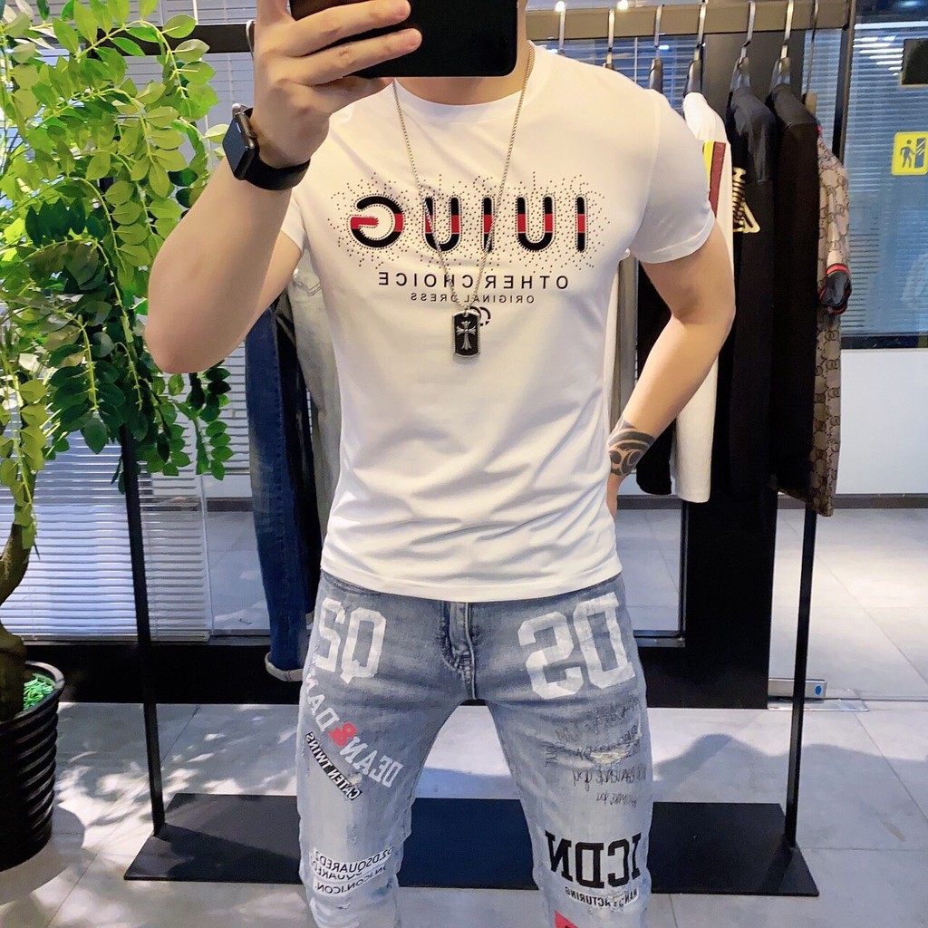 Áo thun nam nữ cổ tròn màu trắng in hình ngắn tay phong cách hàn quốc MURADFASHION ACT03