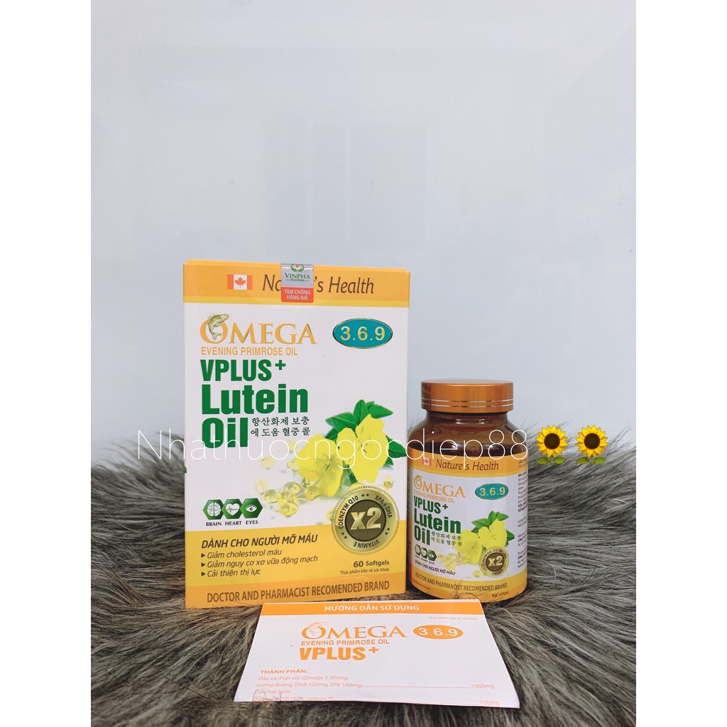 Viên uống Omega 3 6 9 VPlus + Lutein oil 60V thành phần dầu cá, dầu