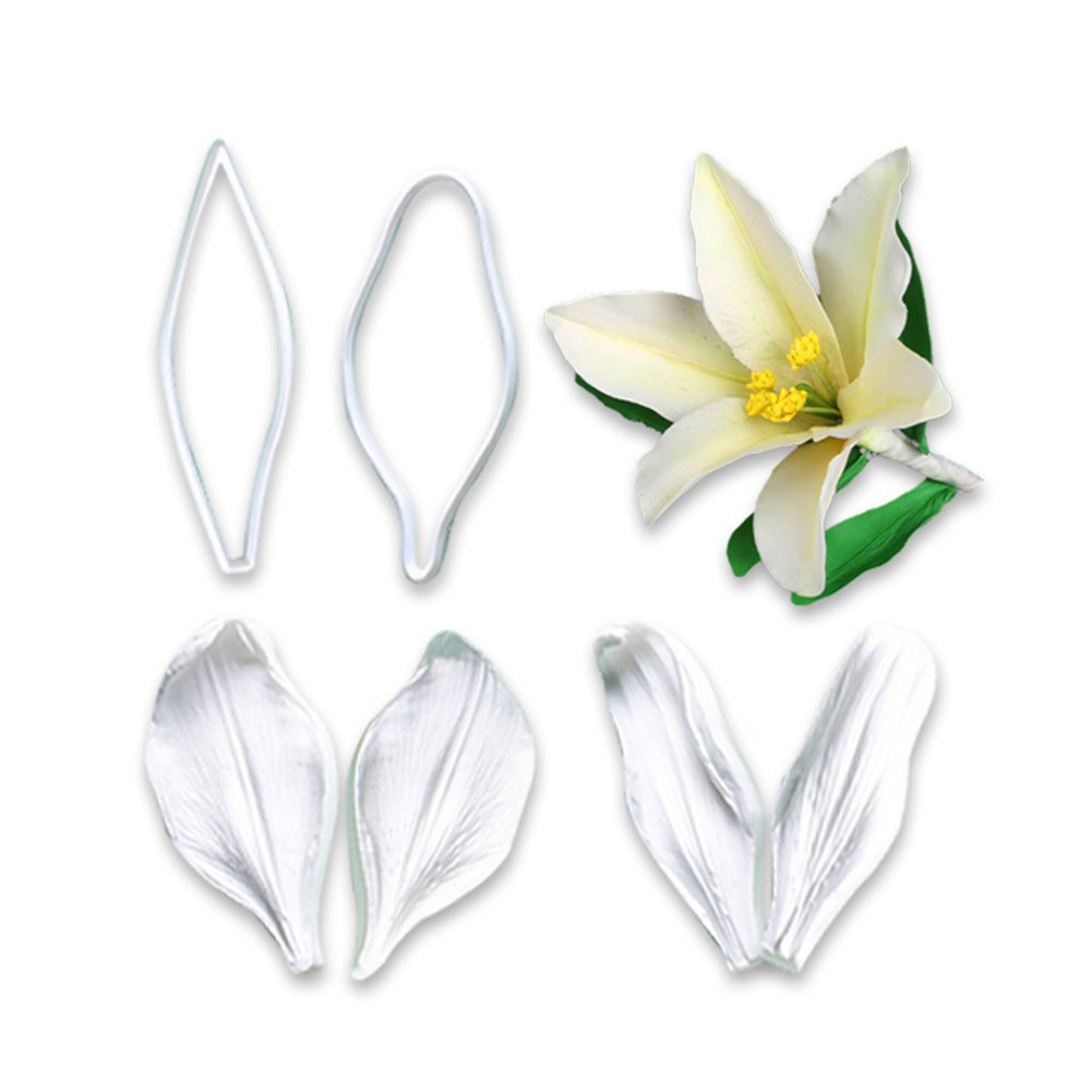 KALAIEN Lily Lilium Brownii Hoa Fondant Khuôn Hoa Cánh Hoa Khuôn Silicon & Bộ Cắt Nhựa Sáng Tạo Trang Trí Bánh Dụng Cụ Ăn Được Thích Hợp Theo Chủ Đề Bánh