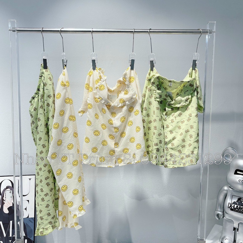 Sét bộ pizama bèo viền áo cộc quần dài