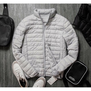 Áo phao lót bông cao cấp nam màu ghi sáng