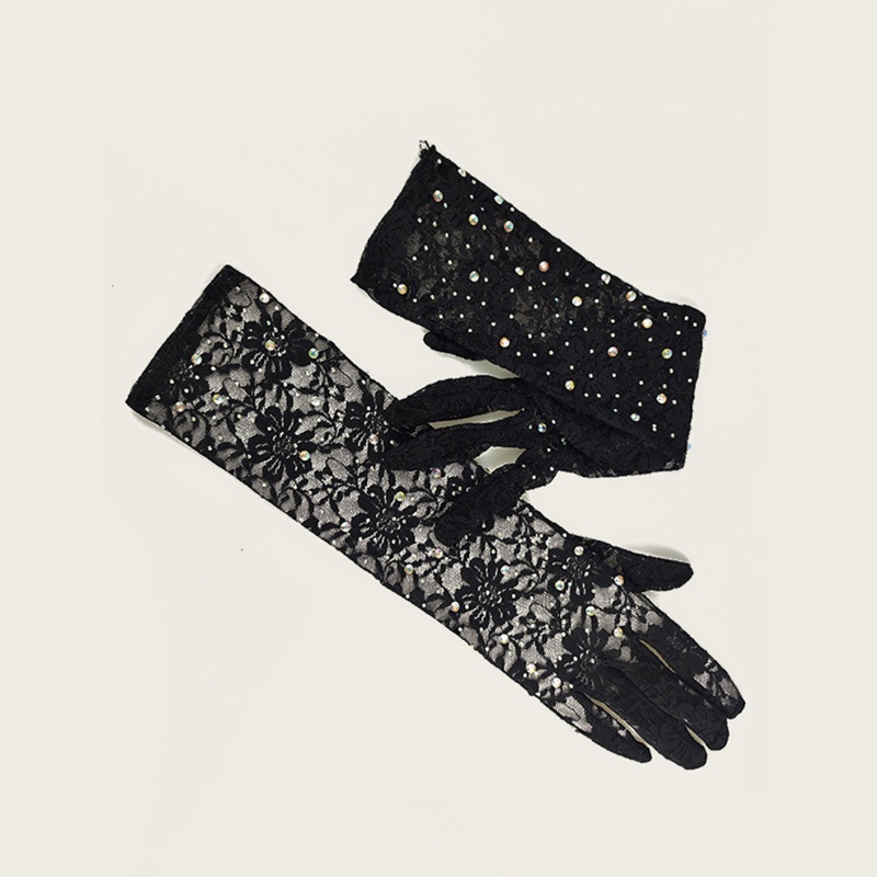 Găng Tay Ren Đính Đá Lấp Lánh Bảo Vệ Toàn Diện Cho Nữ