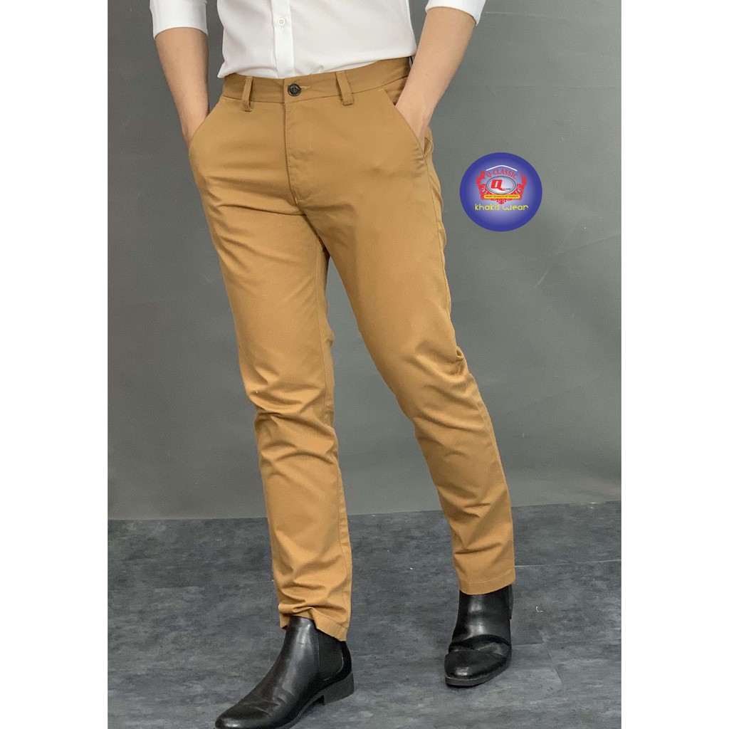 Quần Kaki Nam Form Hàn Quốc Vải Dày Dặn Bền Màu Ống Ôm