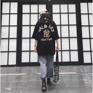 Áo Thun Tay Lỡ MLB LIKE Unisex (Trắng/Đen)