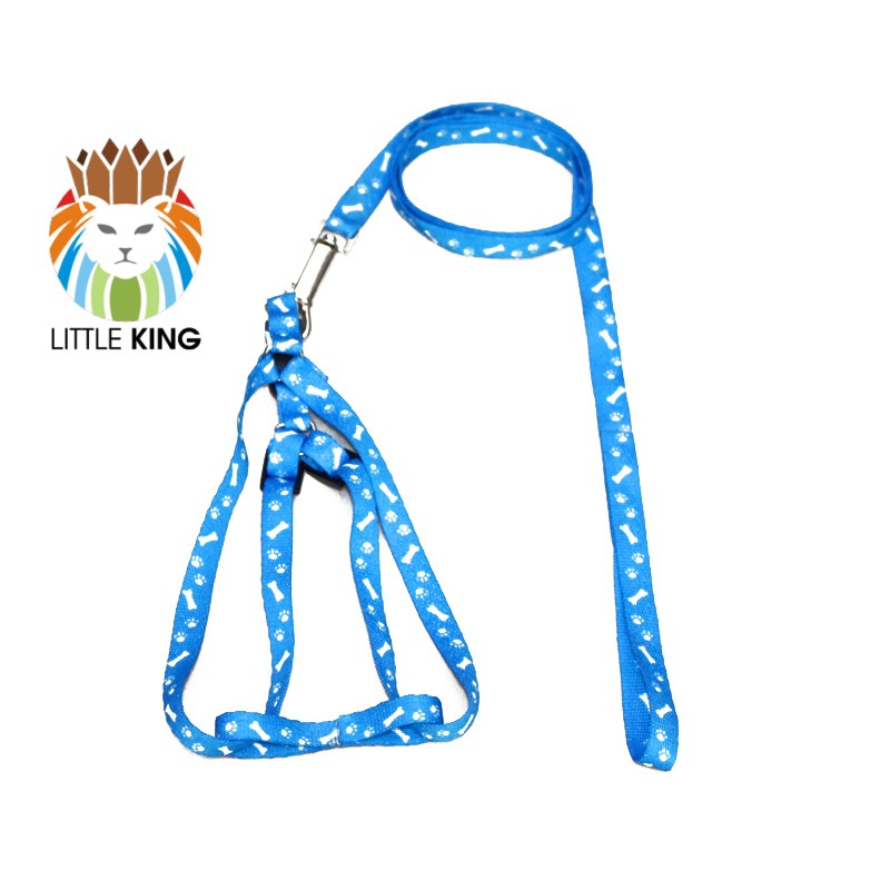 Dây dắt chó mèo kèm đai yếm vải mỏng bản 1cm cho chó mèo cỡ nhỏ Little King pet shop