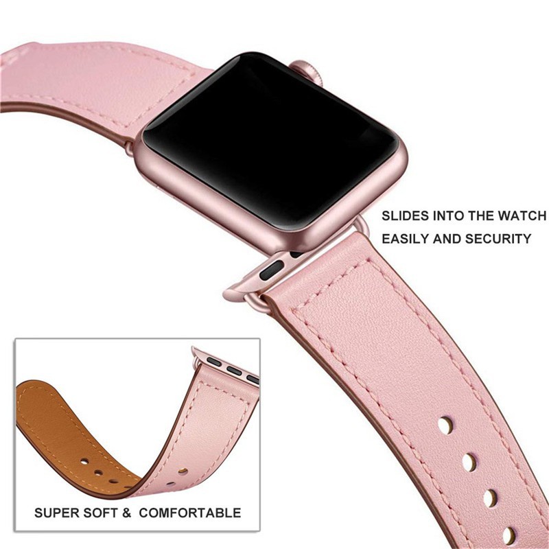 Dây da đồng hồ sang trọng cho Apple watch 38mm 42mm 40mm 44mm series 6 SE 5 4 3 2 1