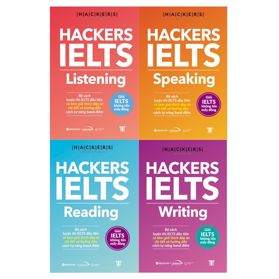 Lẻ/Combo Sách Hackers IELTS (Reading+Listening+Writing+Speaking) kèm giải thích đáp án và hướng dẫn tự nâng band điểm