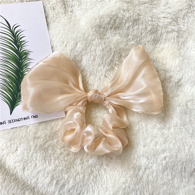 Cột tóc scrunchies voan buộc chiếc nơ cute C20