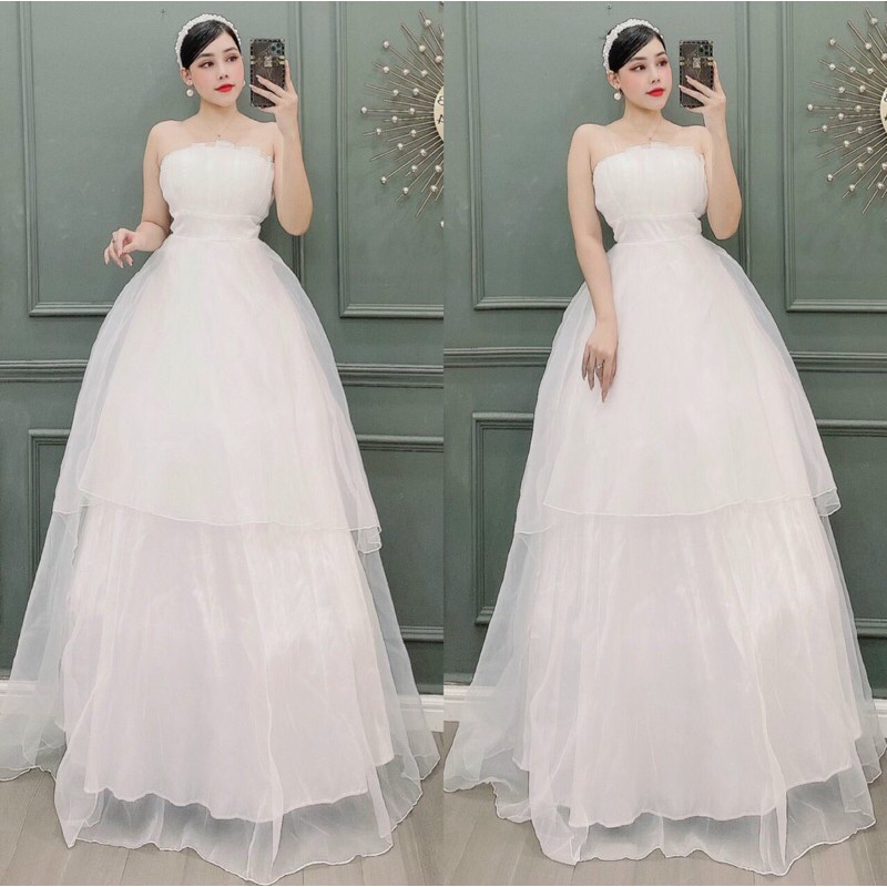 đầm maxi cúp ngực xếp 2 tầng