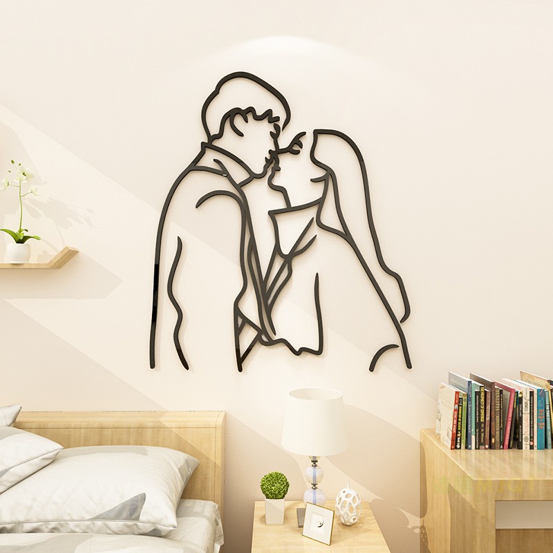 Tranh dán tường mica 3d decor khổ lớn tranh cặp đôi couple trang trí phòng khách, phòng ngủ, cưới Nhiều Size - EPeBen