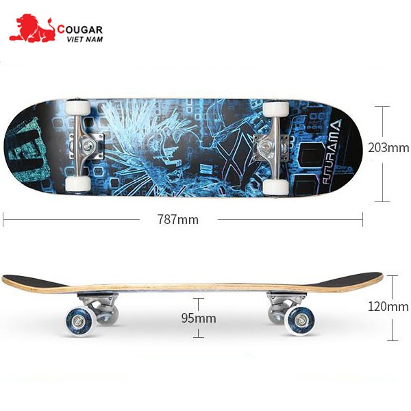 [Mã FASHIONMALLT4 giảm tới 30K đơn 150K] Ván trượt Skateboard bằng gỗ Cougar MH3108