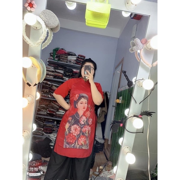 [Hot] Áo dài bigsize cô gái 55-90kg kèm quần cho cả nhà (Hình thật mẫu)