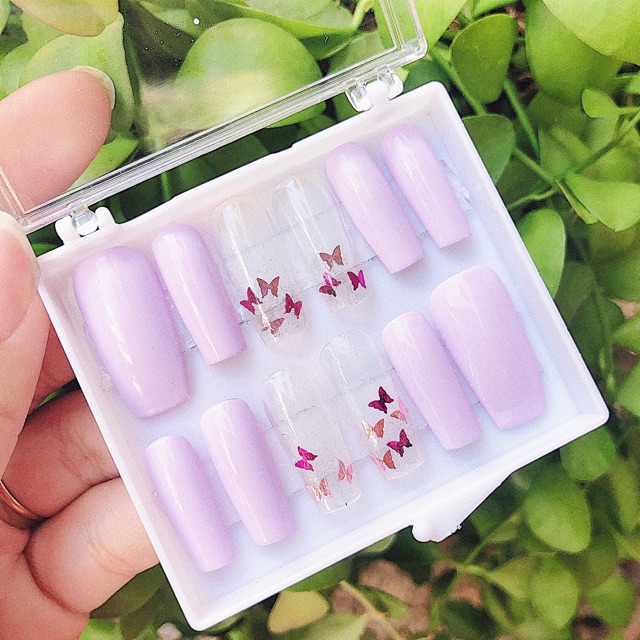 Móng úp dán thiết kế {TÍM PASTEL}