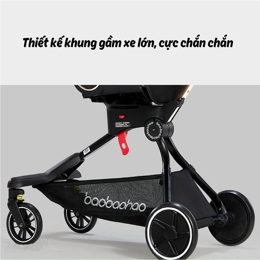Xe đẩy gấp gọn đảo chiều Baobaohao V9 màu cam