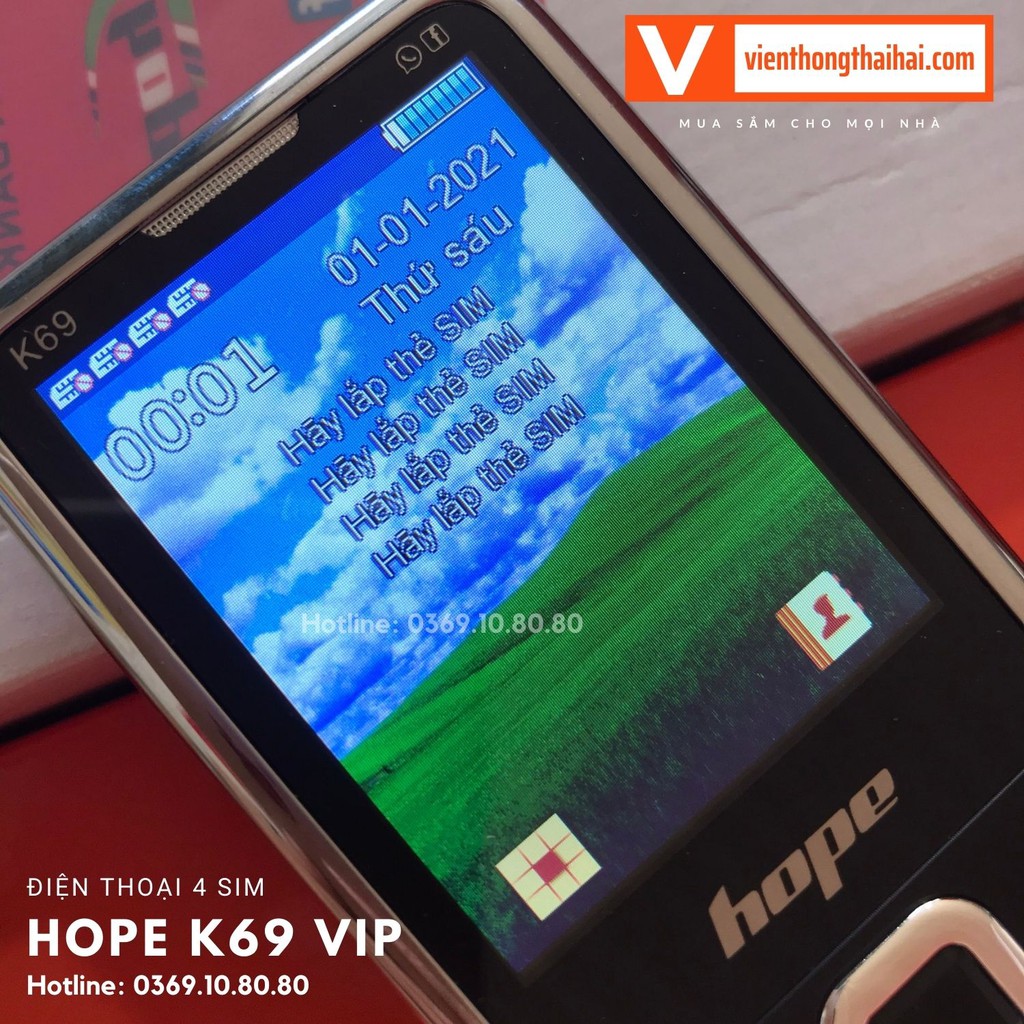 Điện Thọa 4 Sim 4 Sóng HOPE K69 Pin 1500mAh Giả Giọng Nói Có Tiếng Việt