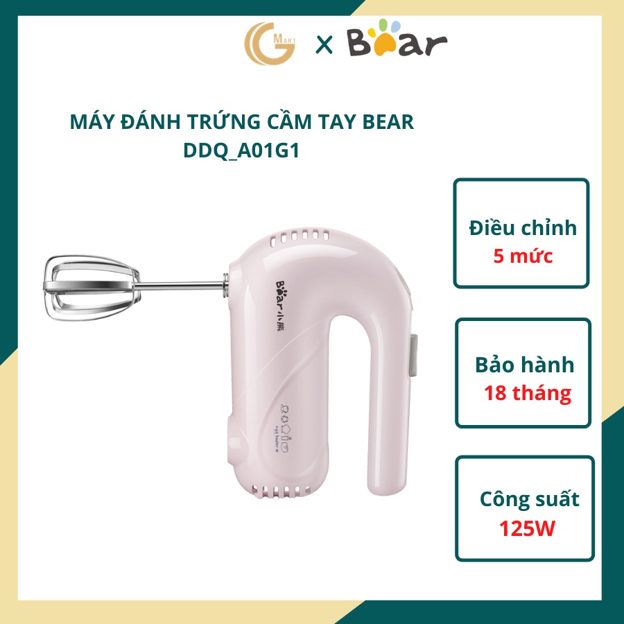 [Mã ELHAMS5 giảm 6% đơn 300K] Máy đánh trứng máy đánh kem cầm tay Bear DDQ-A01G1 màu hồng chính hãng