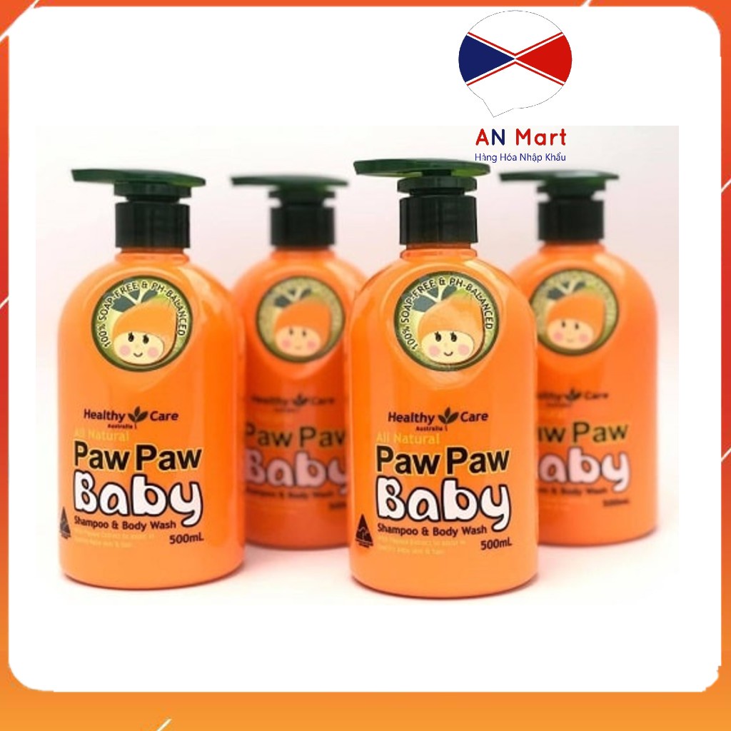 Sữa Tắm Gội 2in1 Paw Paw Babe 500ml Healthy Care Chiết Xuất Từ Quả Đu Đủ