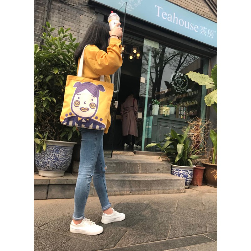 Túi Canvas Đeo Vai Kiểu Dáng Đơn Giản Xinh Xắn