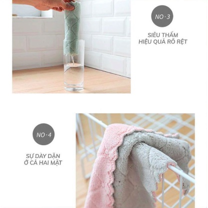 Khăn lau bếp đa năng 2 mặt - Rửa bát - lau Bàn khăn thấm nước siêu tốt nhanh khô