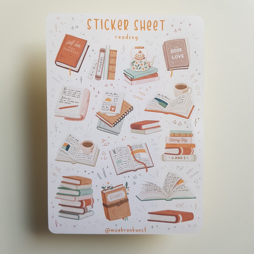 Sticker Sheet Reading  - Chuyên dán sổ | Bullet Journal Stickers, Reading Sticker, Book Stickers, Journal Stickers