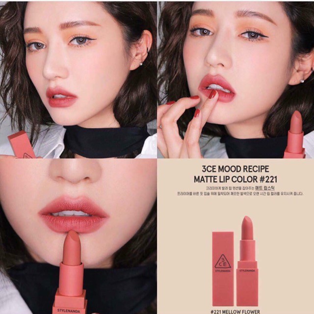 Son Lì 3Ce Mood Recipe Matte Lip Color Màu Mellow Flower #221 Hồng Đất -  Son Lì | Thefaceholic.Com