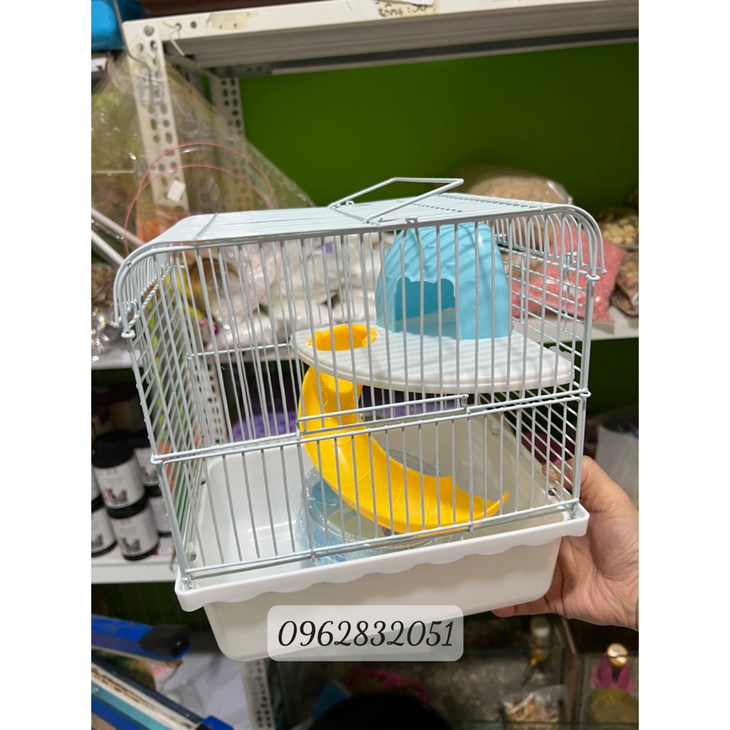 Lồng nuôi chuột Hamster 2 tầng loại nhỡ 24 x 17 x 30 cm giao màu ngẫu nhiên - PET&amp;JOI