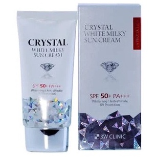 Kem Chống Nắng 3W CLINIC CRYSTAL WHITE MILKY SUN CREAM SPF 50/ PA +++ Hàn Quốc 50ml