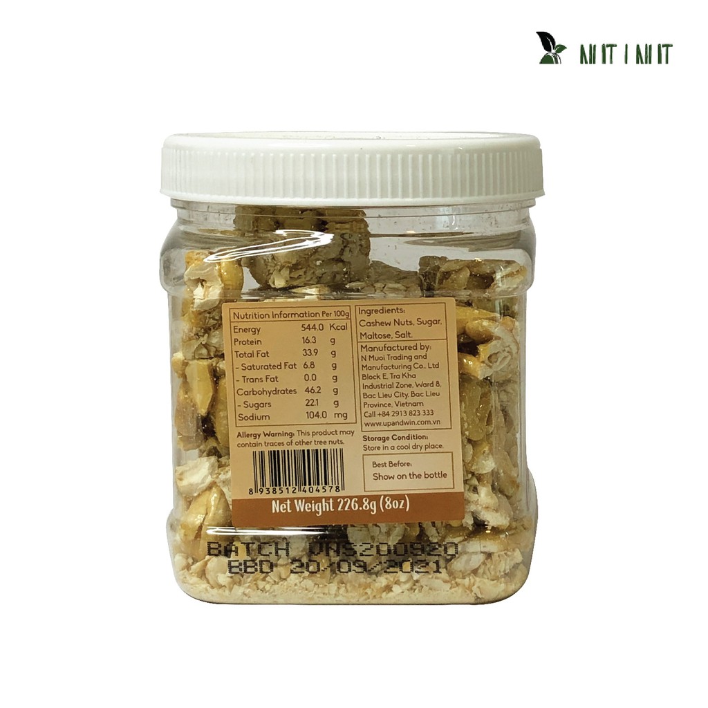 Kẹo hạt điều NUT I NUT sấy tự nhiên làm kẹo hũ 226.8 gram