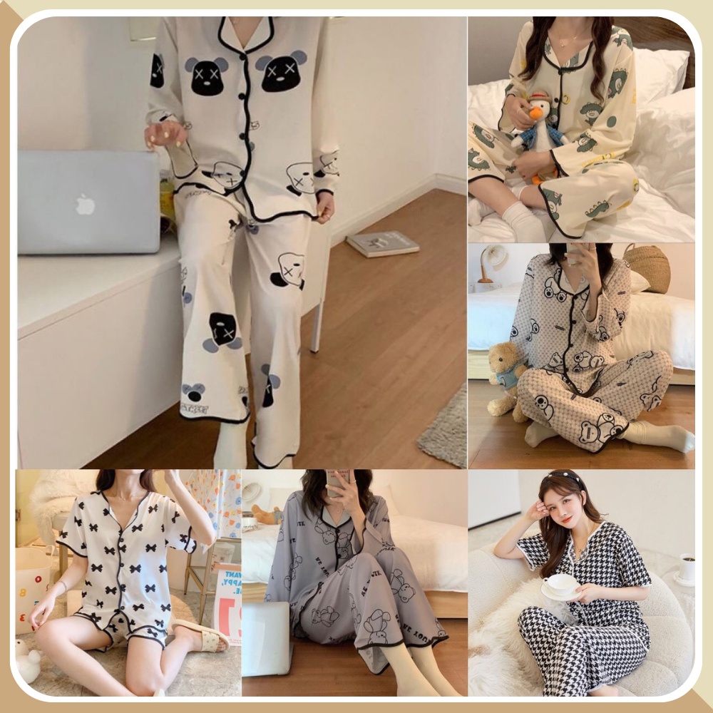 Đồ bộ pijama lụa cao cấp, đồ ngủ dễ thương mặc nhà sang trọng mềm mịn, thấm hút mồ hôi