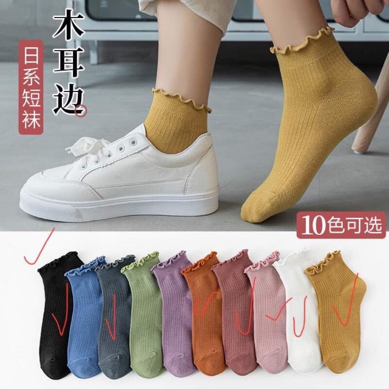 Tất bèo nhún bèo, tất nữ cổ cao phong cách vintage hàn quốc nhiều màu